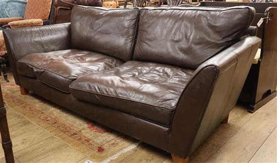 A Marks & Spencer brown leather sofa W.220cm